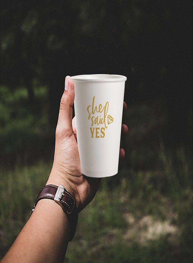 Geloar She Said Yes Party Cups, 20 Pack 9oz Gold She Said Yes Disposable Paper Party Cups for Bridal Shower Engagement Rehearsal Dinner Wedding (She Said Yes Cups) - Image 4